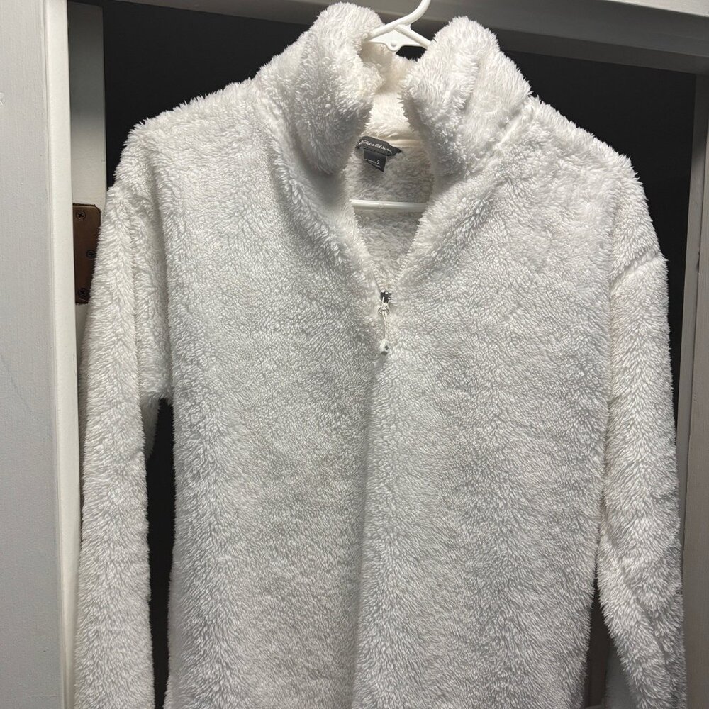 Eddie Bauer Teddy Pullover Sweater - Fuzzy Fleece 3/4 Zip
